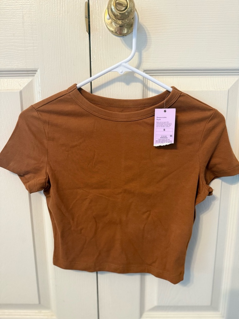 wild fable Brown Crewneck Short Sleeve Crop Top